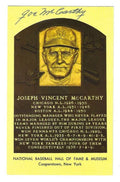 Autographed Joe McCarthy  Hall of Fame Gold Plaque Postcard