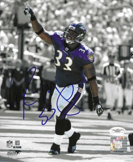 Autographed LE'RON MCCLAIN 8X10 Baltimore Ravens Photo JSA
