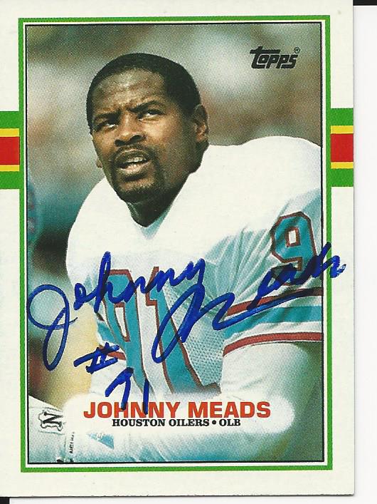Autographed 1989 Topps Johnny Meads Football card