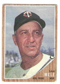 Autographed SAM MELE Minnesota Twins 1962 Topps Card