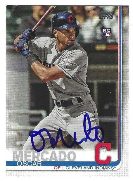 Autographed OSCAR MERCADO Cleveland Indians 2019 Topps Card