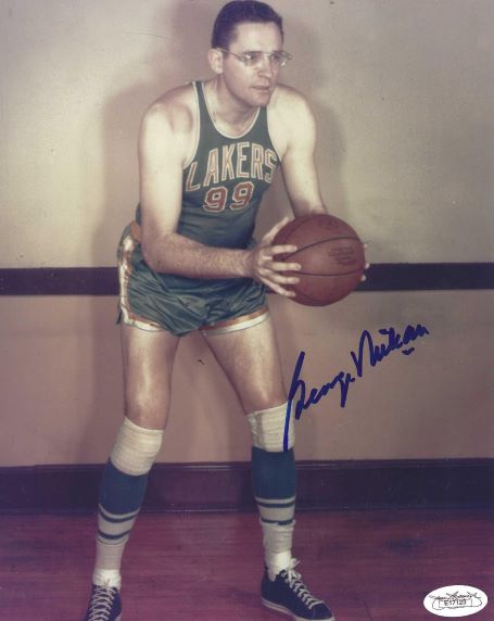 Autographed GEORGE MIKAN  8X10 Minneapolis Lakers photo JSA
