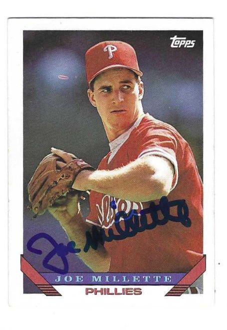 Autographed JOE MILLETTE Philadelphia Phillies 1993 Topps Card