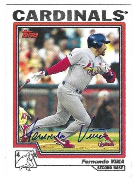 Auotgraphed FERNANDO VINA St. Louis Cardinals 2004 Topps Card