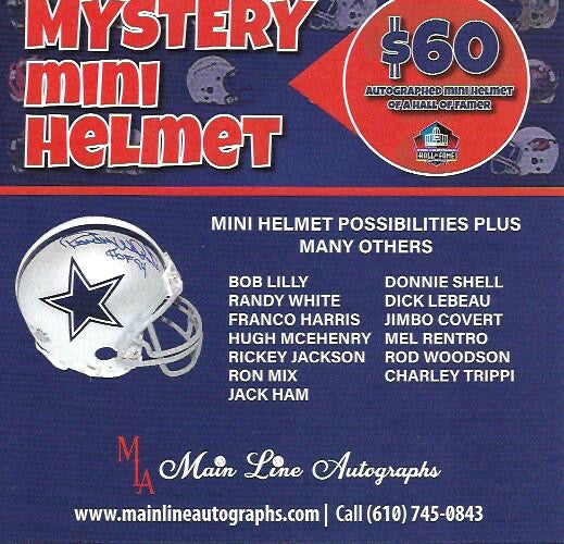Autographed FB Hall of Fame Mystery Mini Helmet