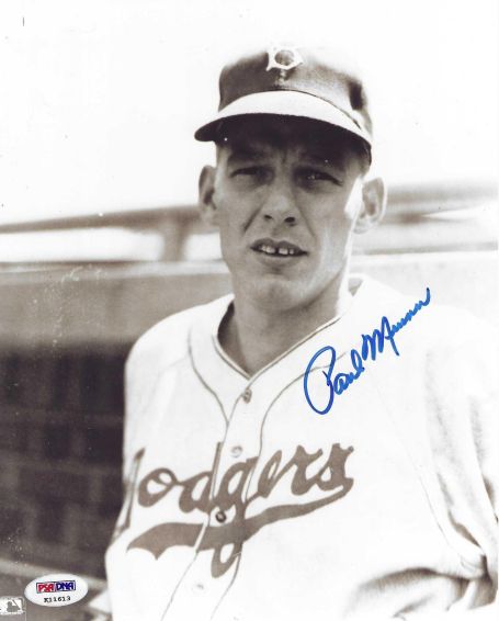 AUTOGRAPHED PAUL MINNER 8X10 Brooklyn Dodgers photo PSA/DNA