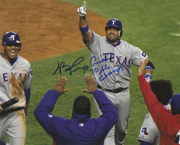 AUTOGRAPHED BENJI MOLINA "90 AL Champs" 8x10 Texas Rangers Photo