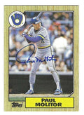 Autographed PAUL MOLITOR Milwaukee Brewers 1987 Topps Card