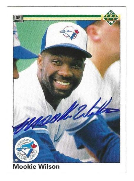 Autographed MOOKIE WILSON Toronto Blue Jays 1990 Upper Deck Card