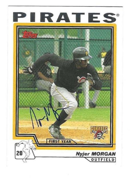 Autographed NYJER MORGAN Pittsburgh Pirates 2004 Topps Card