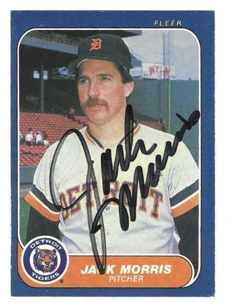 Autographed JACK MORRIS Detroit Tigers 1986 Fleer Card