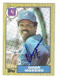 Autographed OMAR MORENO Atlanta Braves 1987 Topps Card