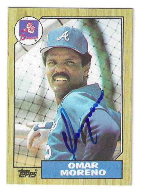 Autographed OMAR MORENO Atlanta Braves 1987 Topps Card