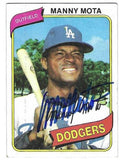 Autographed MANNY MOTA Los Angeles Dodgers 1980 Topps Card