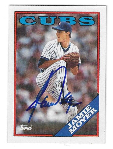 Autographed JAMIE MOYER Chicago Cubs 1988 Topps Card