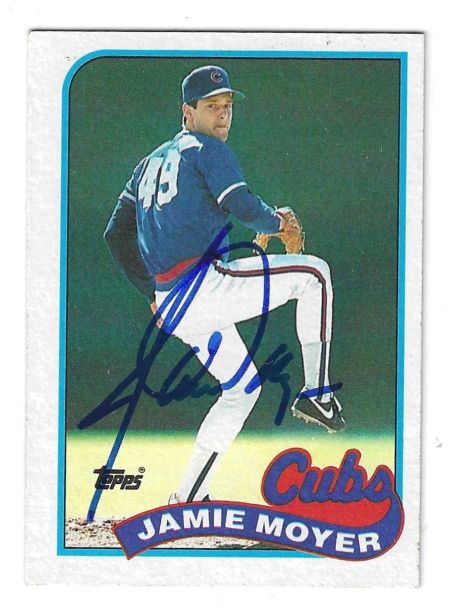 Autographed JAMIE MOYER Chicago Cubs 1989 Topps Card