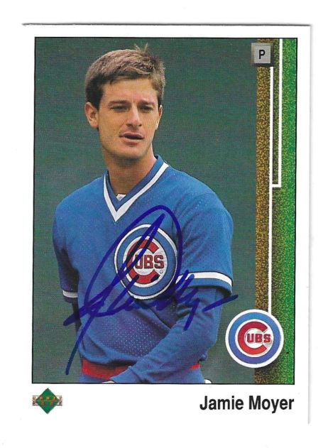 Autographed JAMIE MOYER Chicago Cubs 1989 Upper Deck Card