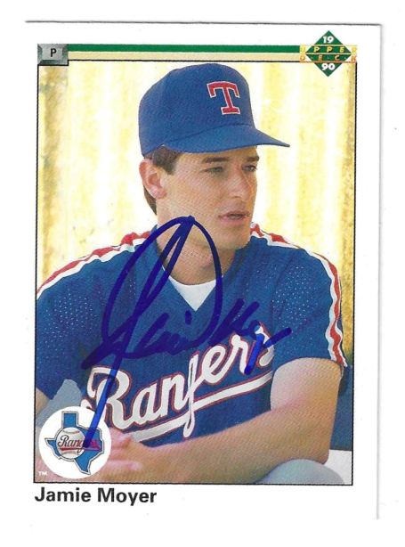 Autographed JAMIE MOYER Texas Rangers 1990 Upper Deck Card