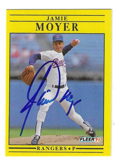 Autographed JAMIE MOYER Texas Rangers 1991 Fleer Card