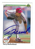 Autographed TERRY MULHOLLAND Philadelphia Phillies 1990 Upper Deck Card