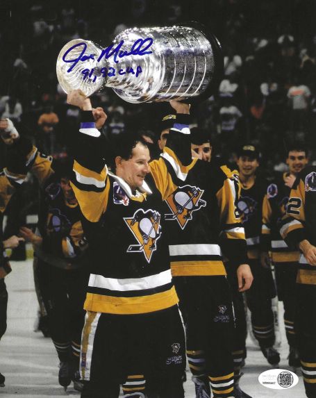 Autographed JOE MULLEN "91, 92 Cups" 8X10 Pittsburgh Penguins Photo JSA