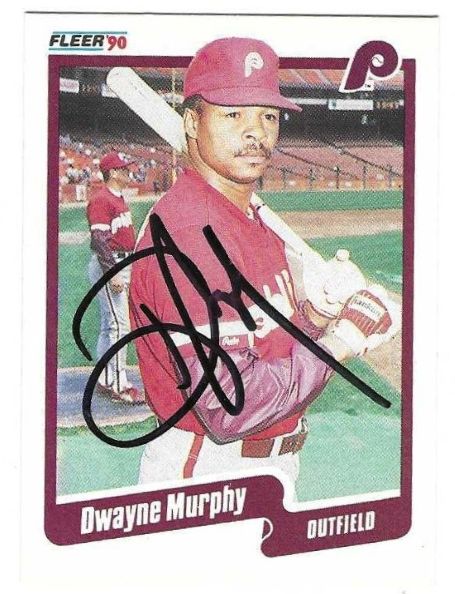 Autographed DWAYNE MURPHY Philadelphia Phillies 1990 Fleer Card