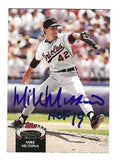 Autographed MIKE MUSSINA "HOF 19" Baltimore Orioles 1992 Topps Stadium Club Card