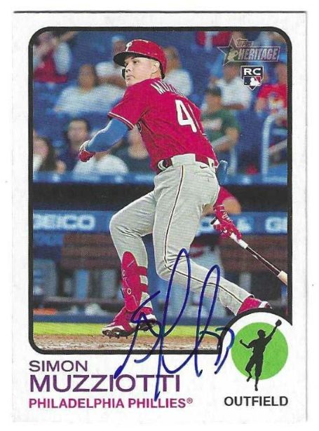 Autographed SIMON MUZZIOTTI Philadelphia Phillies 2022 Topps Heritage Card #679