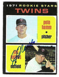 Autographed JIM NETTLES Minnesota Twins 1971 Topps Card