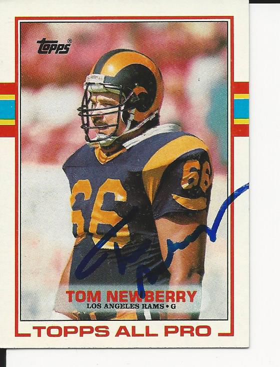Autographed 1989 Topps Tom Newberry Football card