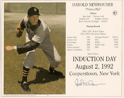 Autographed HAL NEWHOUSER HOF 8x10 Induction Day Card
