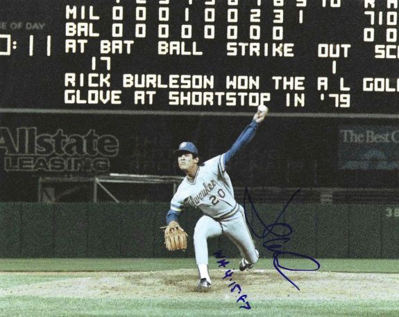 AUTOGRAPHED JUAN NIEVES "4/15/87" 8X10 Milwaukee Brewers Photo
