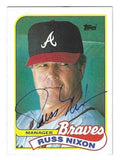 Autographed RUSS NIXON Atlanta Braves 1989 Topps Card