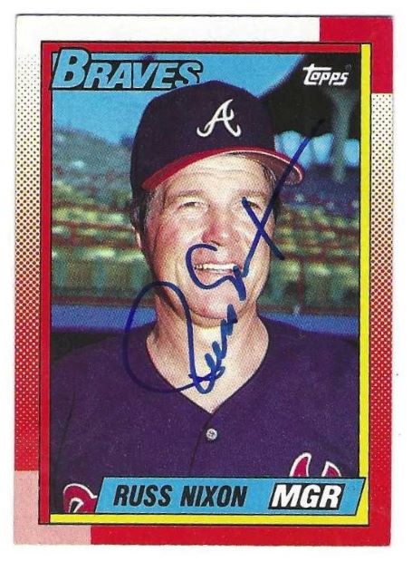 Autographed RUSS NIXON Atlanta Braves 1990 Topps Card