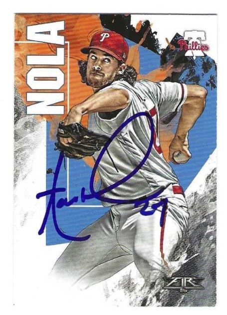 Autographed AARON NOLA Philadelphia Phillies 2019 Topps Fire Card