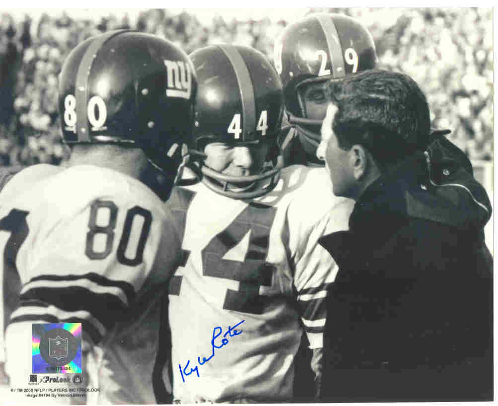 AUTOGRAPHED KYLE ROTE 8x10 New York Giants Photo