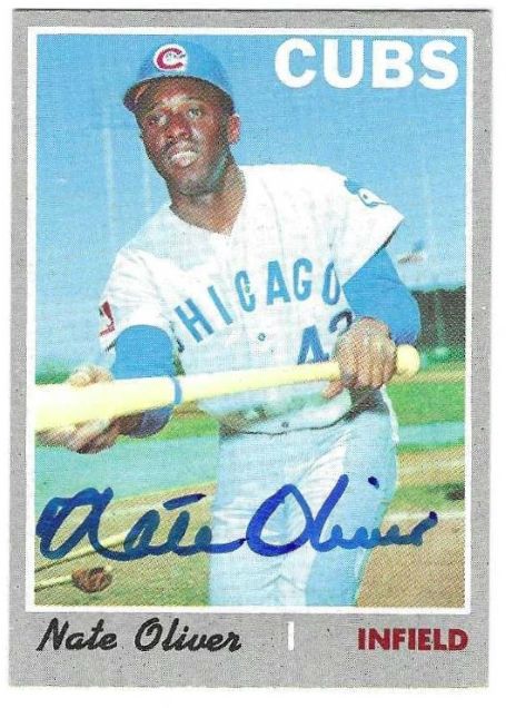 Autographed NATE OLIVER Chicago Cubs 1970 Topps Card