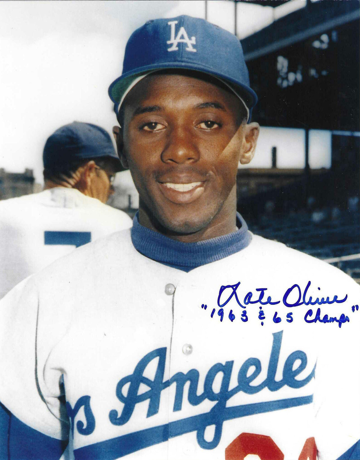 AUTOGRAPHED NATE OLIVER "1963, 65 WS Champ" 8x10 Los Angeles Dodgers Photo