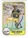 Autographed OMAR MORENO Pittsburgh Pirates 1981 Fleer Card