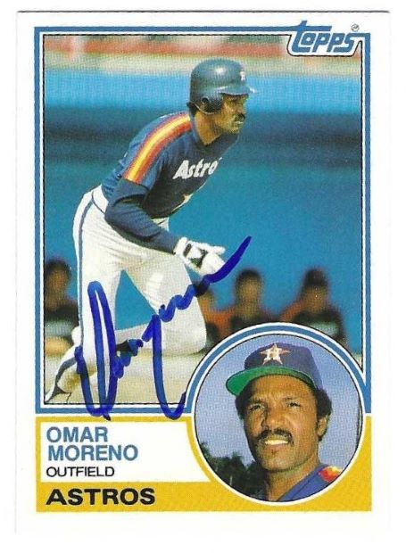 Autographed OMAR MORENO Houston Astros 1983 Topps Card