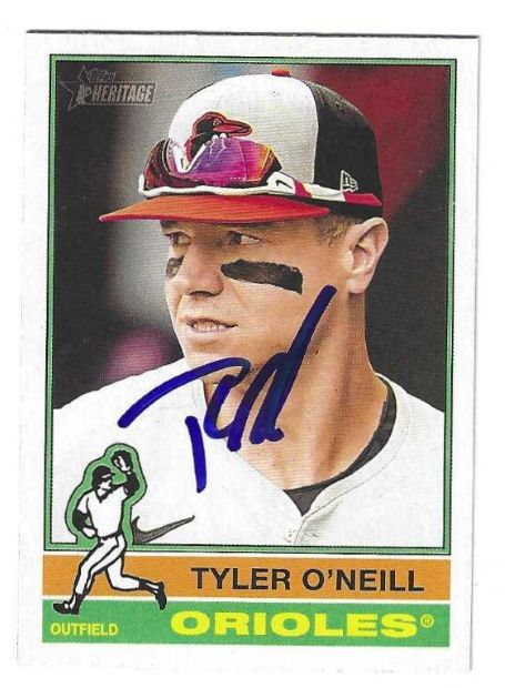 Autographed TYLER O'NEILL Baltimore Orioles 2025 Topps Heritage Card