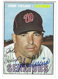 Autographed JOHNNY ORSINO Washington Senators 1967 Topps Card