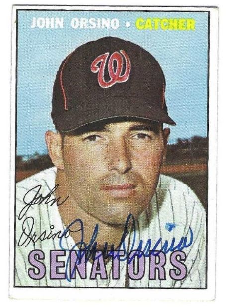 Autographed JOHNNY ORSINO Washington Senators 1967 Topps Card
