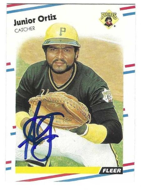 Autographed JUNIOR ORTIZ Pittsburgh Pirates 1988 Fleer Card
