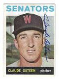 Autographed CLAUDE OSTEEN Washington Senators 1964 Topps Card