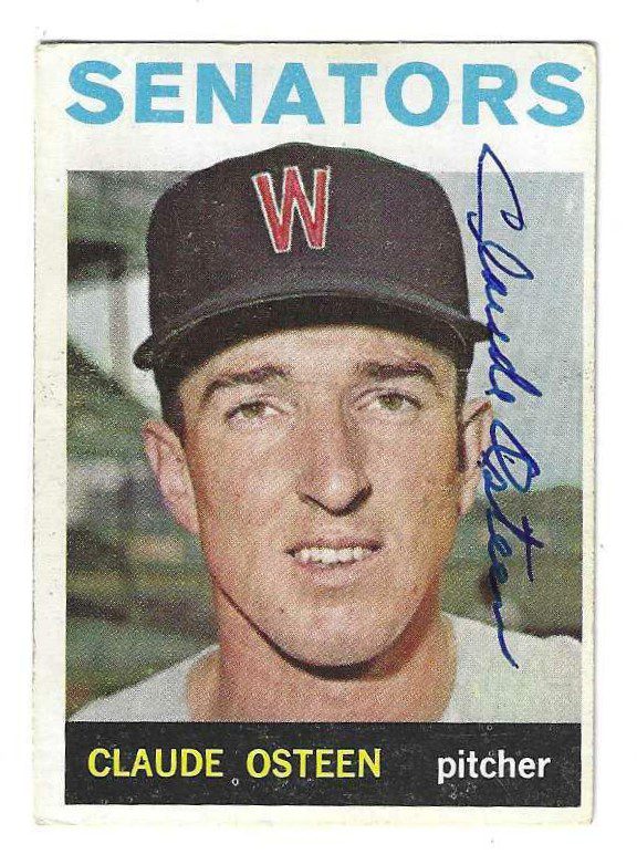 Autographed CLAUDE OSTEEN Washington Senators 1964 Topps Card