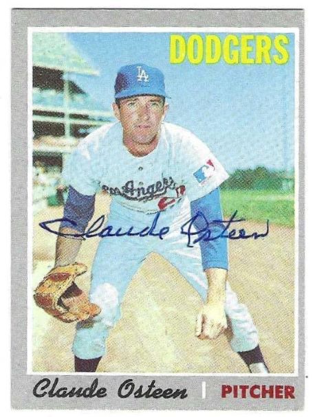 Autographed CLAUDE OSTEEN Los Angeles Dodgers 1970 Topps  Card