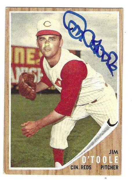 Autographed JIM O'TOOLE Cincinnati Reds 1962 Topps Card