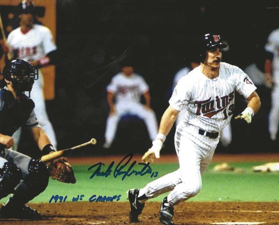 AUTOGRAPHED MIKE PAGLIARULO "1991 WS Champs" 8X10 Minnesota Twins photo