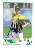 Autographed JARROD PARKER Oakland A's 2013 Topps Card